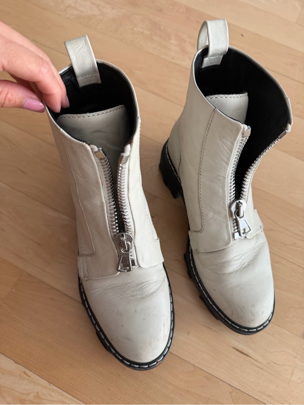 Rag & Bone Front-Zip Leather Ankle Booties